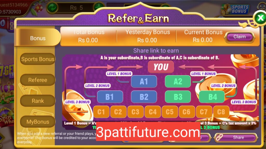 3 Patti Loot Reffar Earn